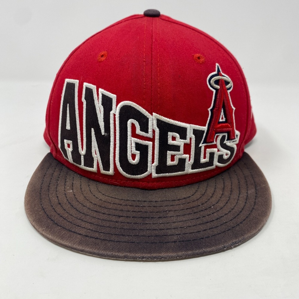 Los Angeles Angels New Era 9FIFTY Snapback Hat Cap Tricolor Script Black Red MLB